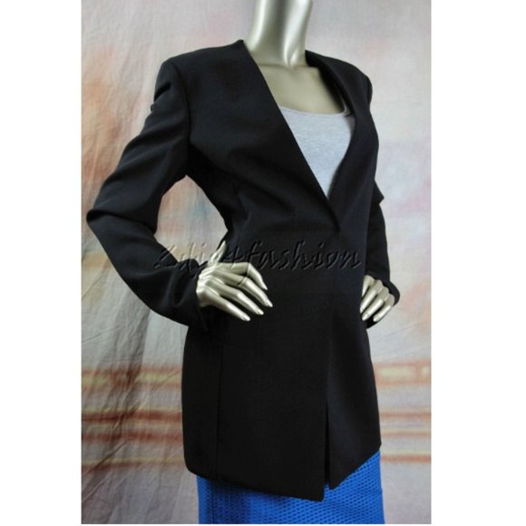 $3700 New AKRIS Stylish Black Long Light Wool Jacket Coat 38 8
